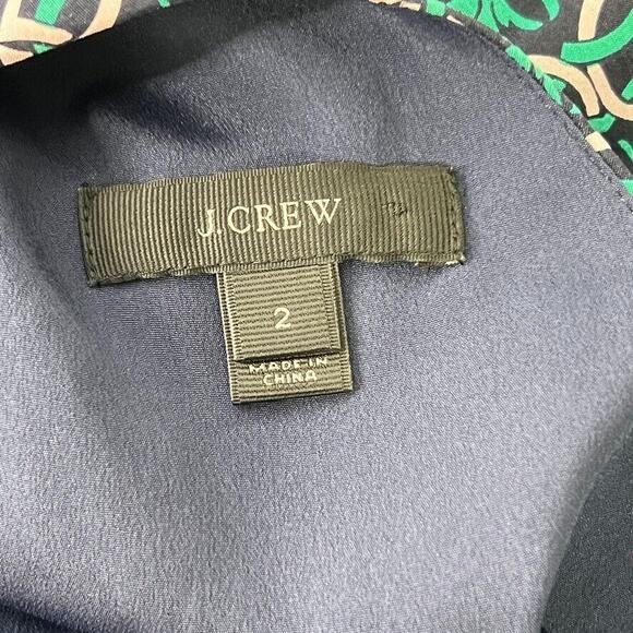 J Crew Green 100% Silk Medallion Print Casual Short Sleeve Shift Dress 2 Women - Picture 5 of 9